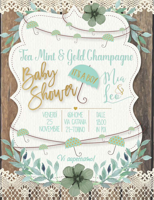 Un Baby Shower Tea Mint and Gold Champagne